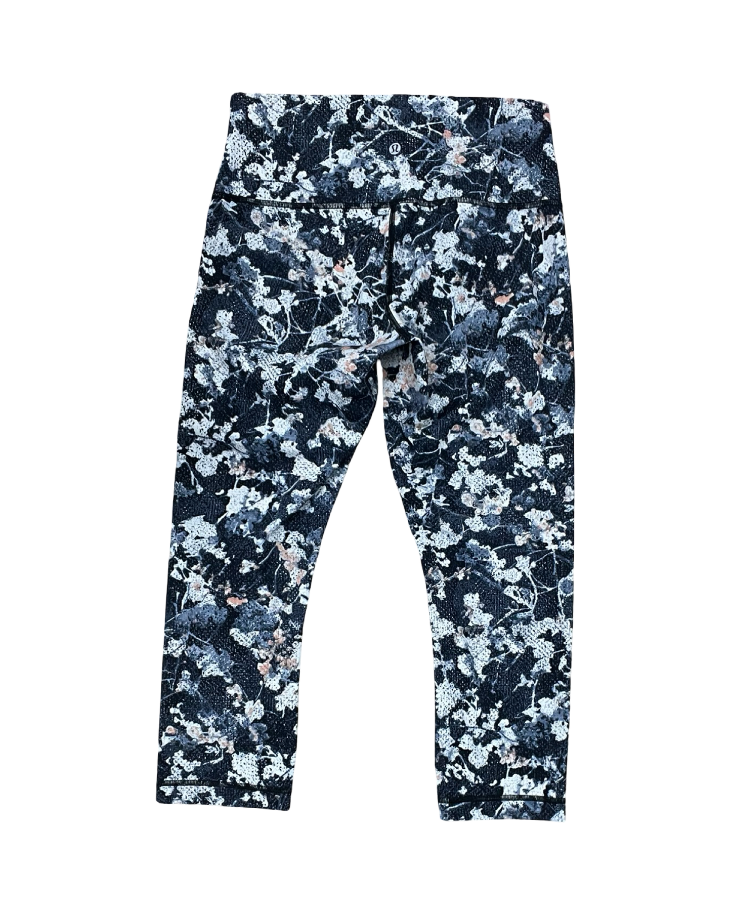 Athletic Leggings By Lululemon In Blue & Cream, Size:M