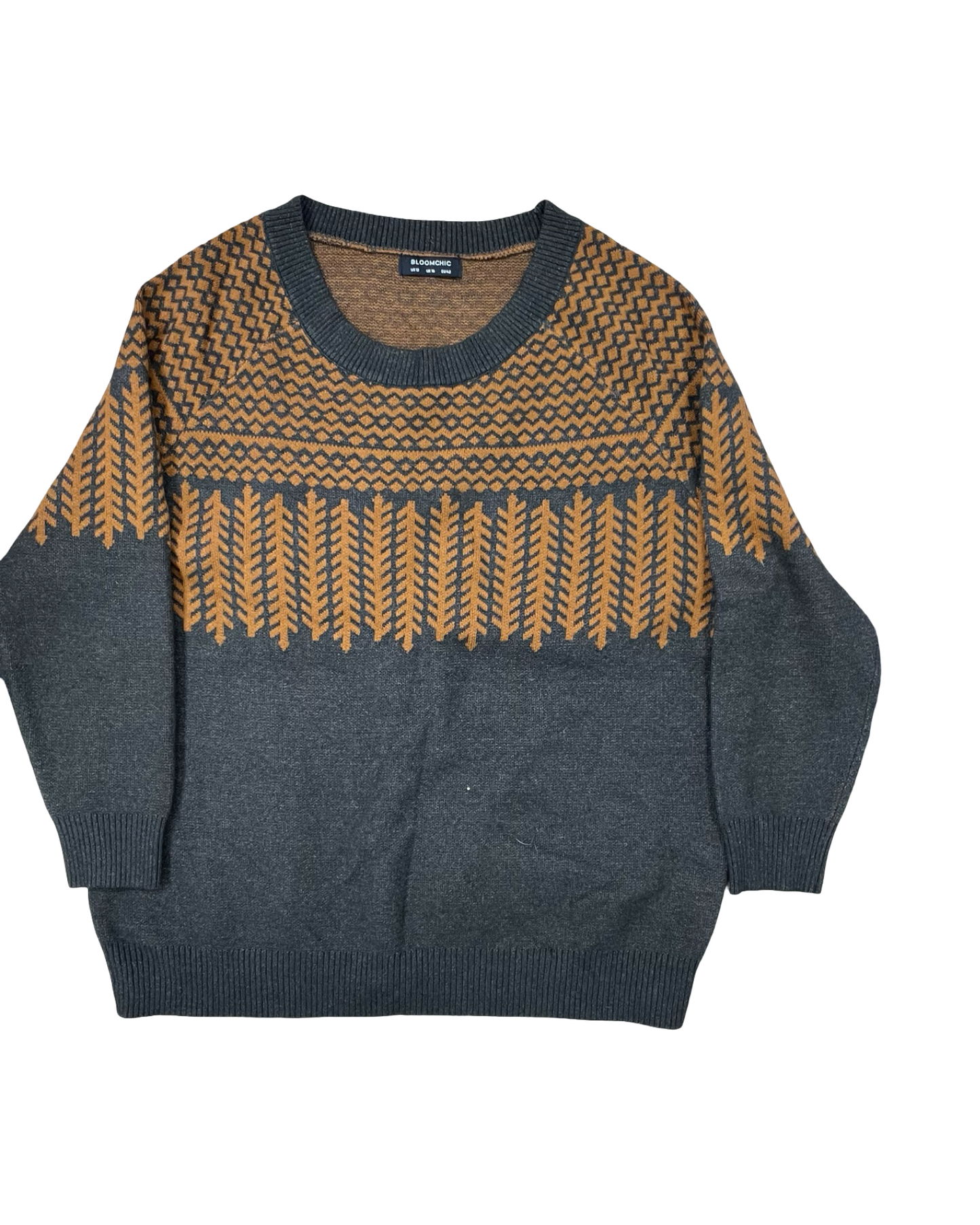 Sweater By Bloomchic In Grey & Orange, Size:L