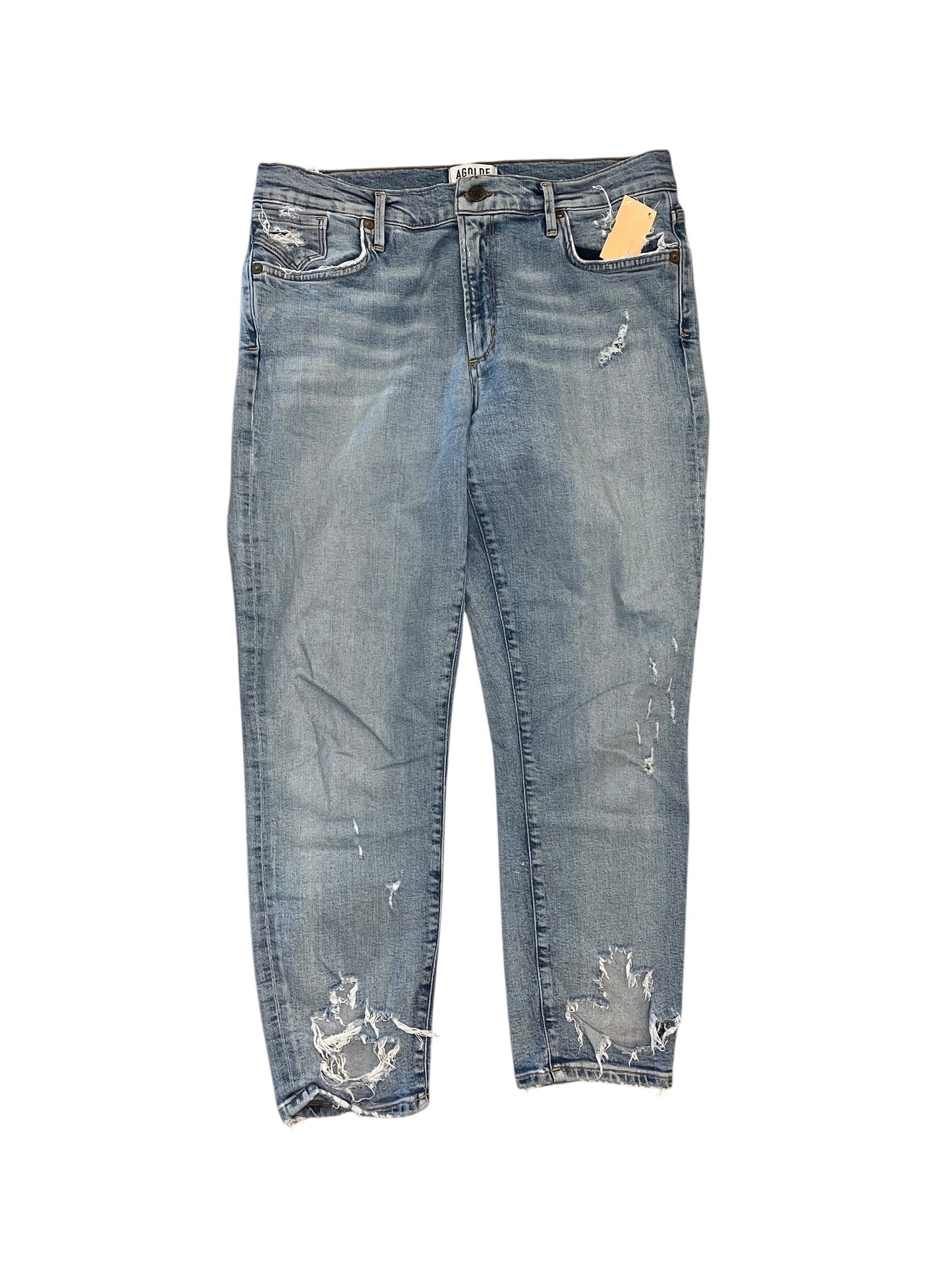 Jeans Cropped By Agolde In Blue Denim, Size:10