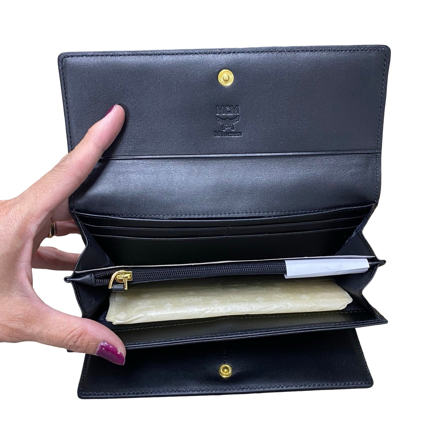 Wallet Luxury Designer By Mcm In Black & Brown, Size:Large