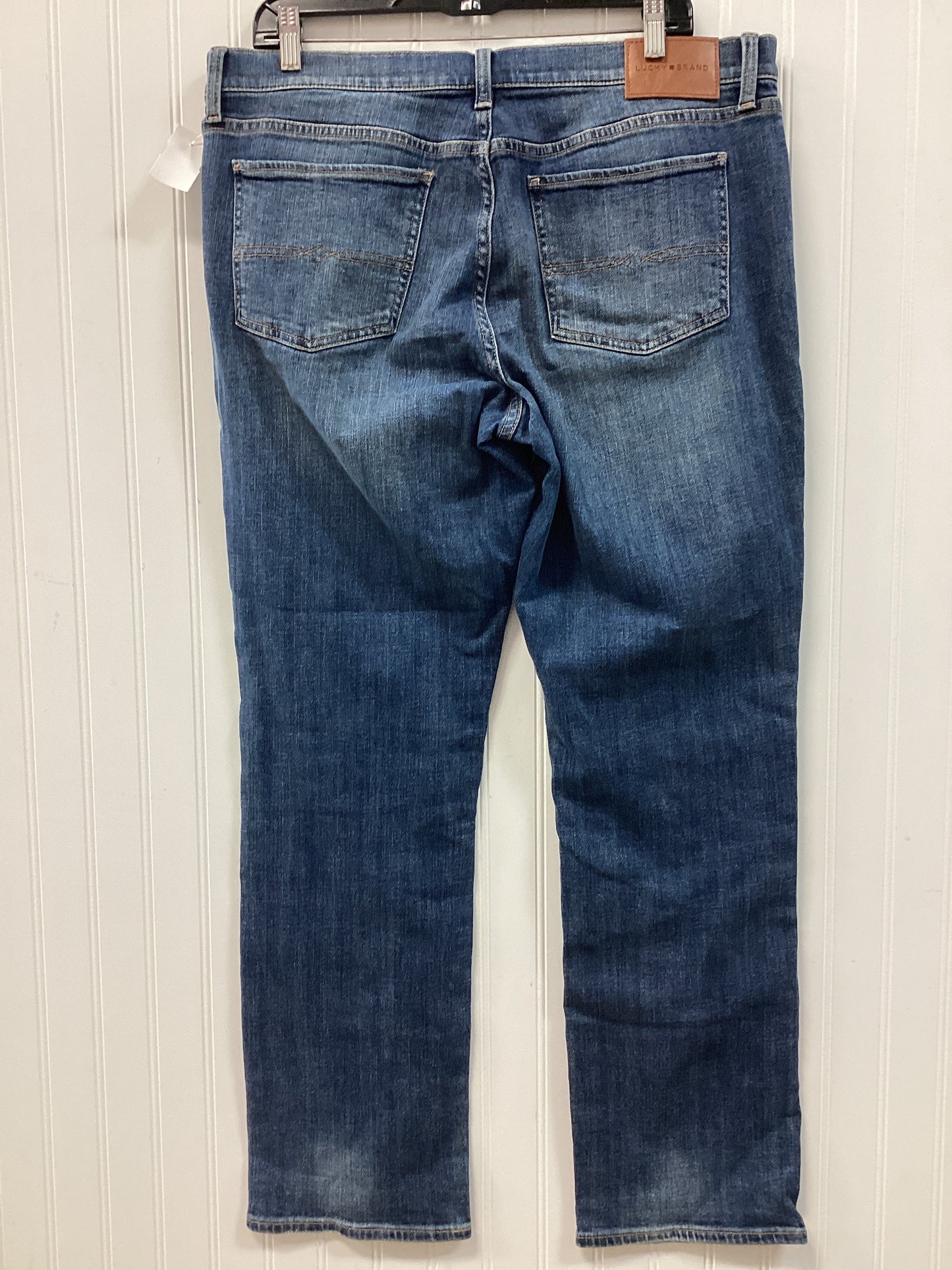 Jeans Straight By Lucky Brand In Blue Denim, Size:14