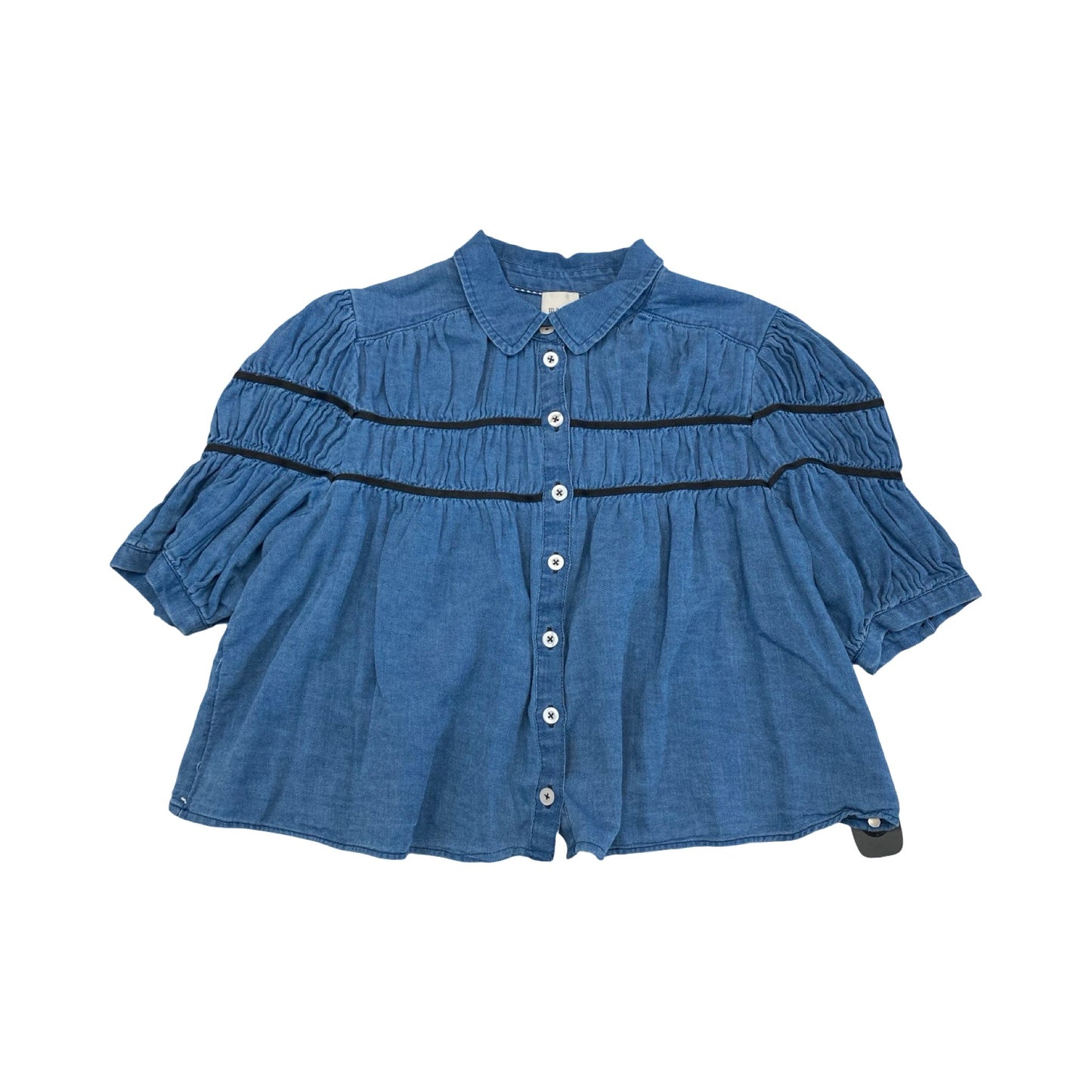 Top Ss By Maeve In Blue Denim, Size:Lp