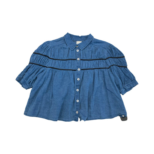 Top Ss By Maeve In Blue Denim, Size:Lp