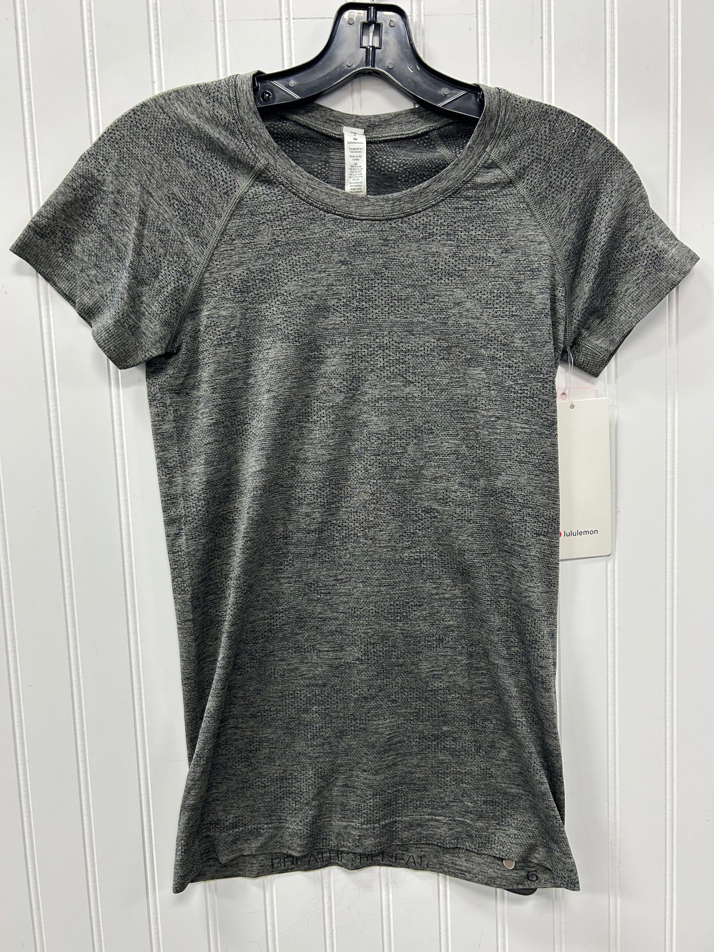Athletic Top Ss By Lululemon In Grey, Size:6