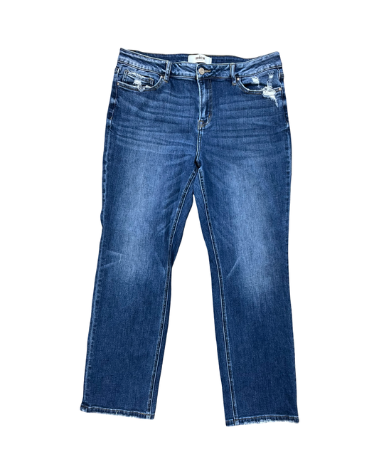 Jeans Straight By Mica In Blue Denim, Size:14