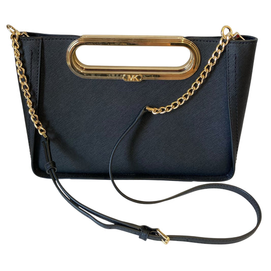 Crossbody Designer By Michael Kors In Black & Gold, Size:Medium