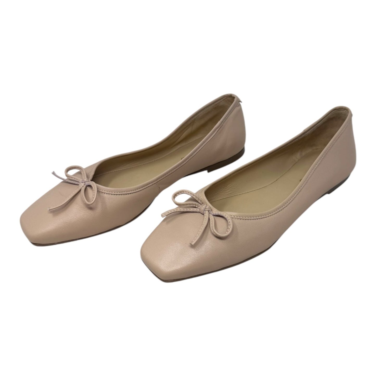 Gwynn Bow Nappa Leather Ballet Flats Shoes By Bernardo In Cream, Size: 9