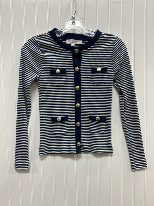 Cardigan By Loft In Blue & White, Size:Xsp