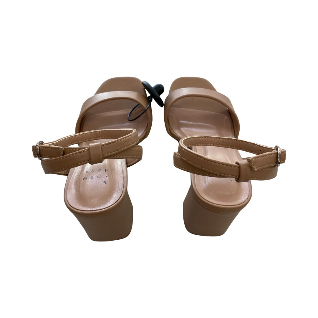 Sandals Heels Block By A New Day In Tan, Size:6.5