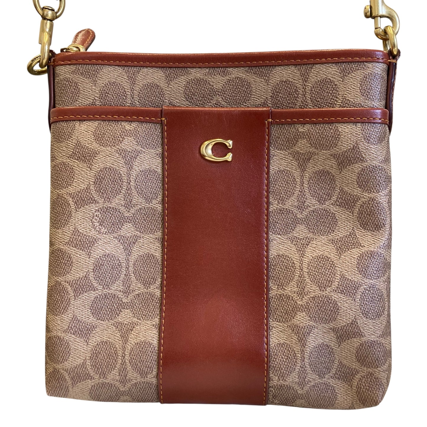 Crossbody Designer By Coach In Brown & Tan, Size:Small