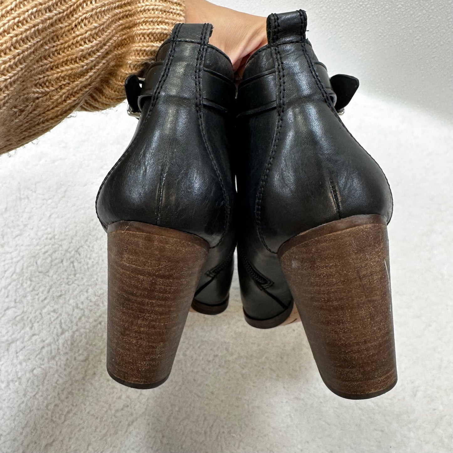 Black Boots Ankle Heels Coach, Size 9