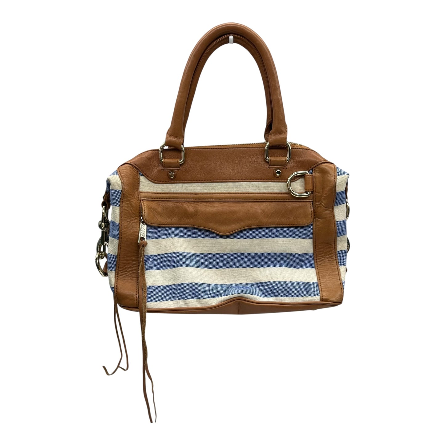 Handbag Designer By Rebecca Minkoff In Blue & Cream, Size:Medium