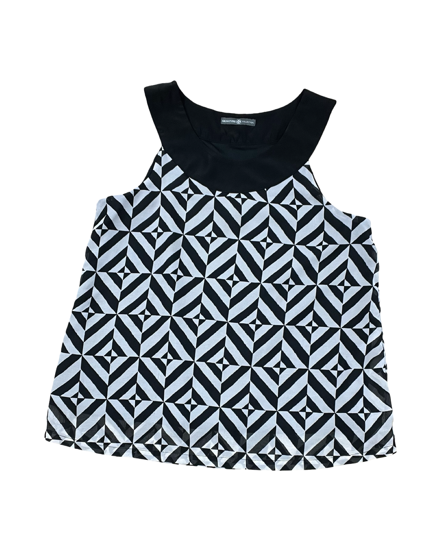 Top Sleeveless By Signature Collection In Black & Grey, Size:L