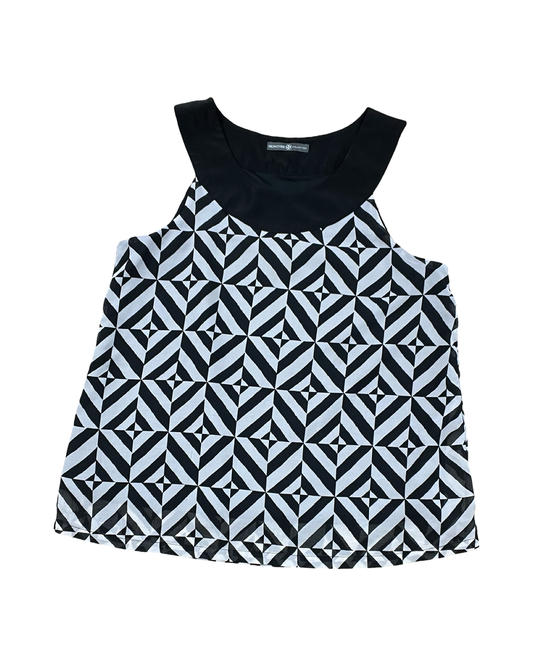 Top Sleeveless By Signature Collection In Black & Grey, Size:L
