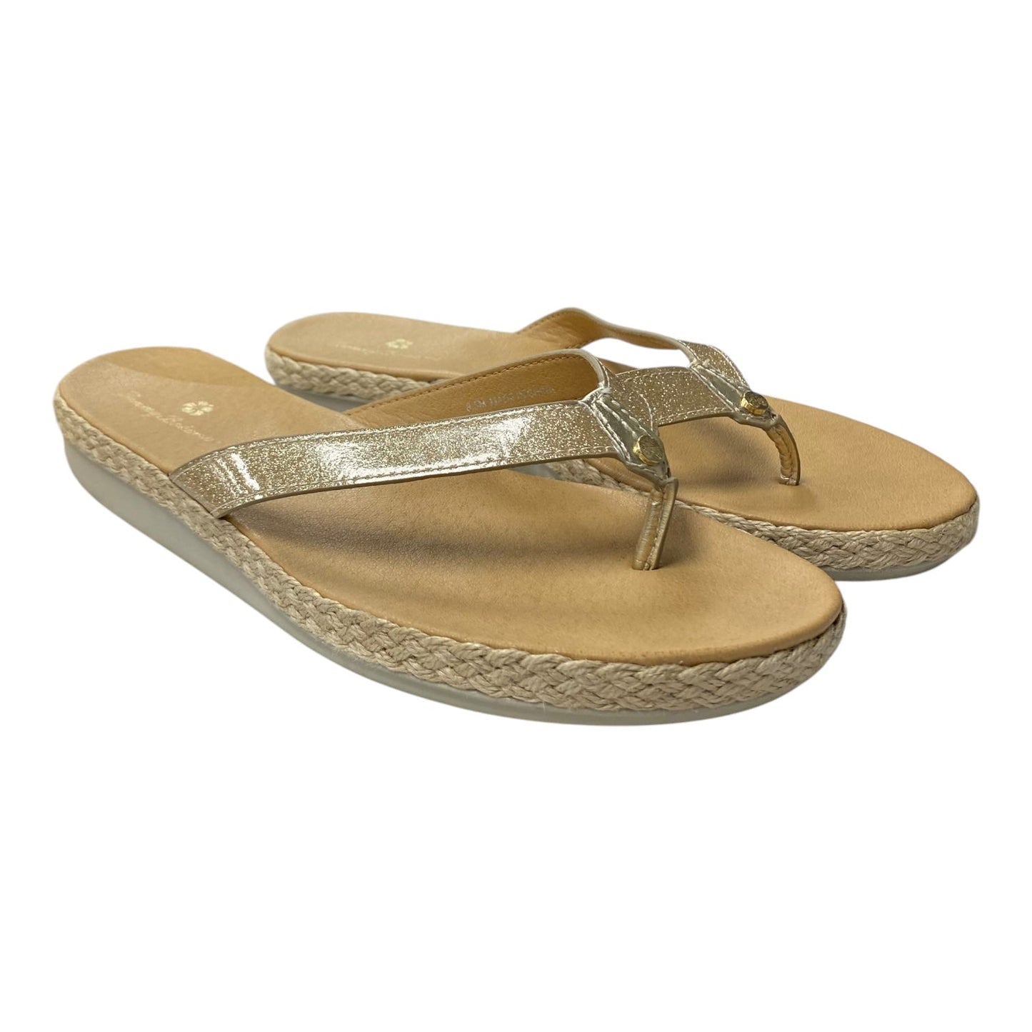 Sandals Flip Flops By Tommy Bahama In Gold, Size:8.5