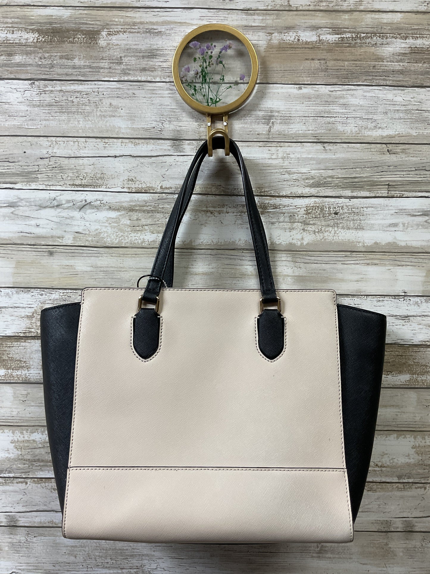 Handbag Designer By Kate Spade In Black & Cream, Size:Medium