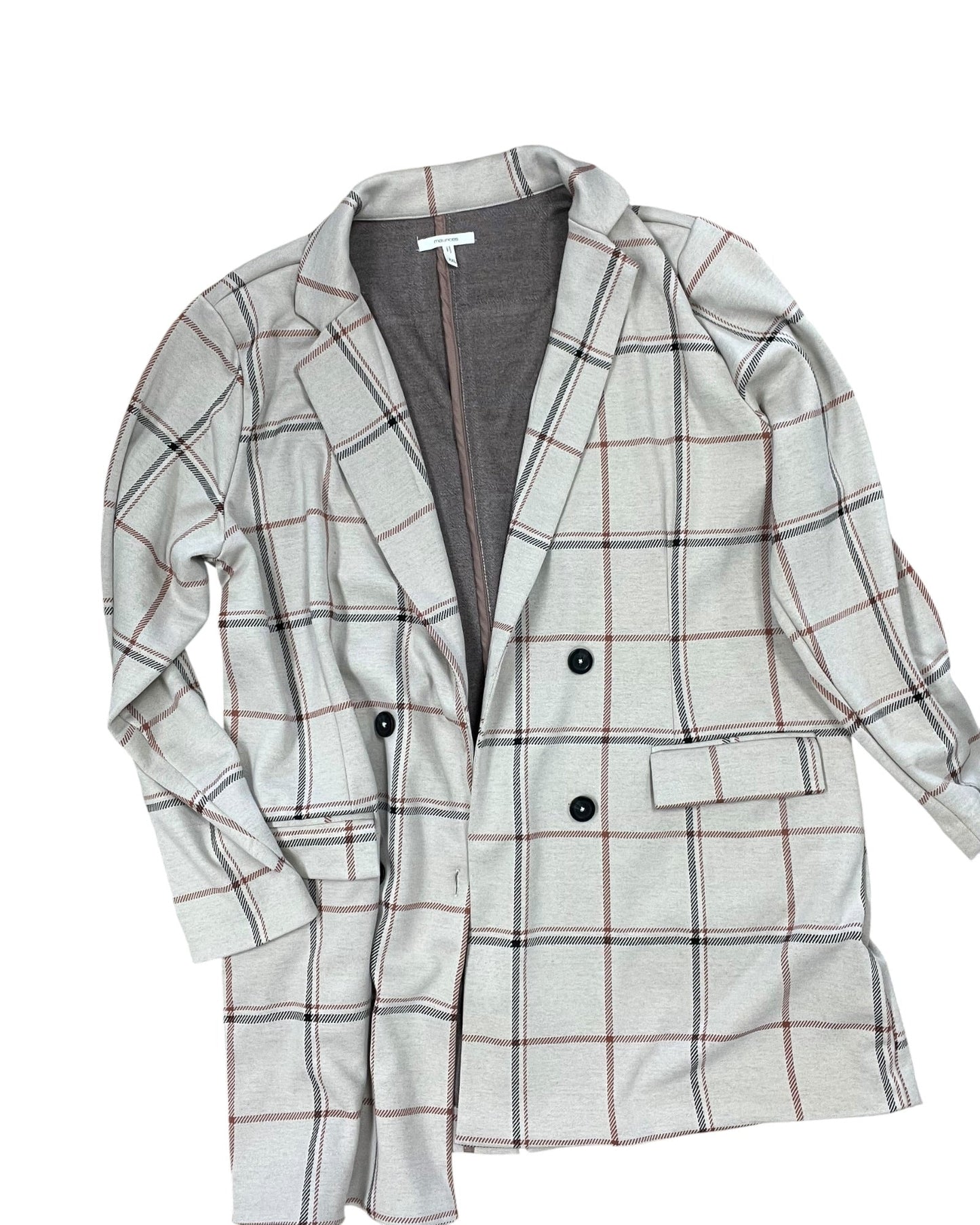 Blazer By Maurices In Brown & Cream, Size:1X