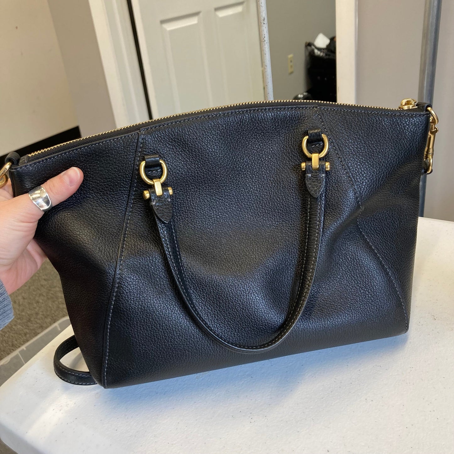 Handbag Designer By Coach In Black, Size:Medium