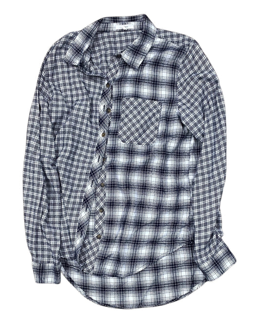 Blouse Ls By Clothes Mentor In Blue & White, Size:M