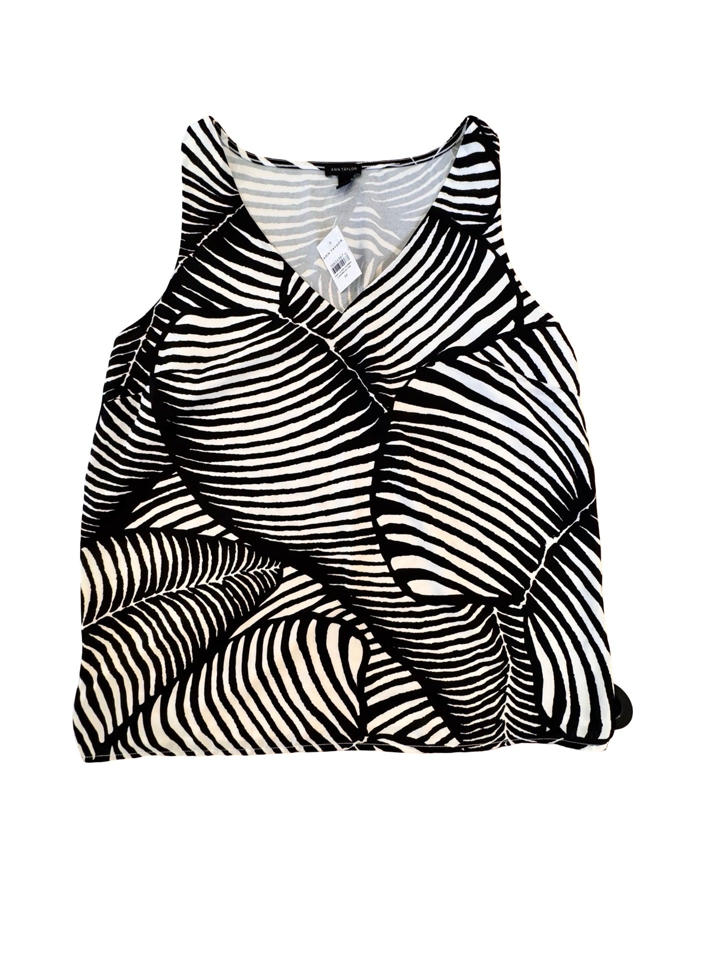Top Sleeveless By Ann Taylor In Black & White, Size:M