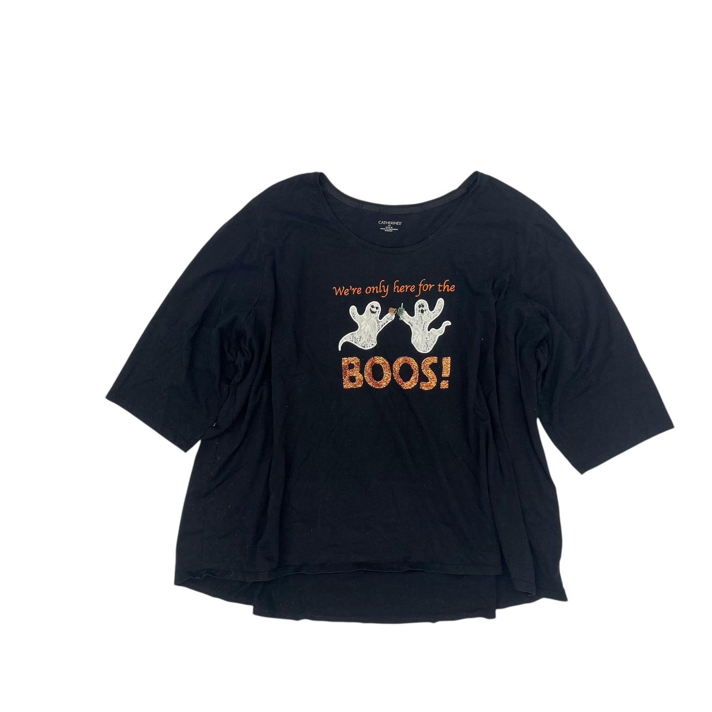 Top 3/4 Sleeve Basic By Clothes Mentor In Black, Size:4X