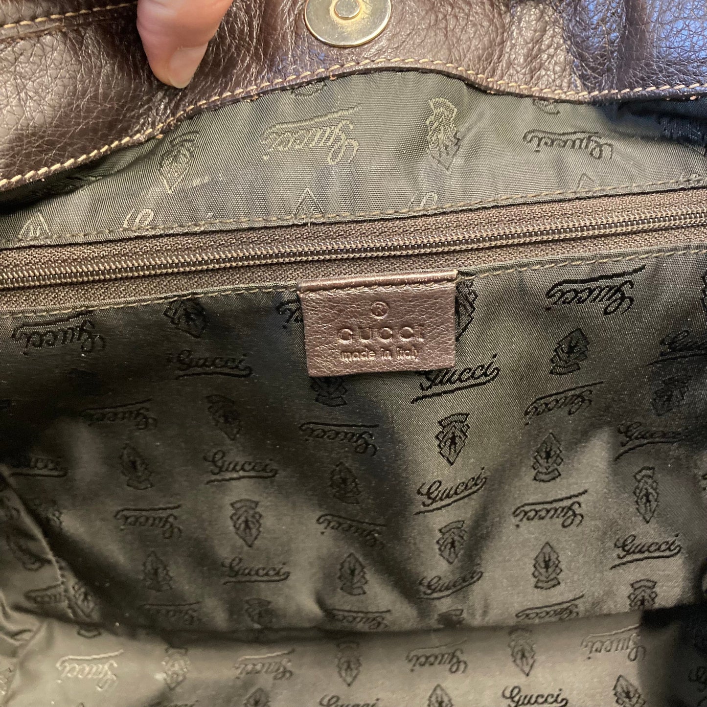 Handbag Luxury Designer By Gucci In Brown & Tan, Size:Medium