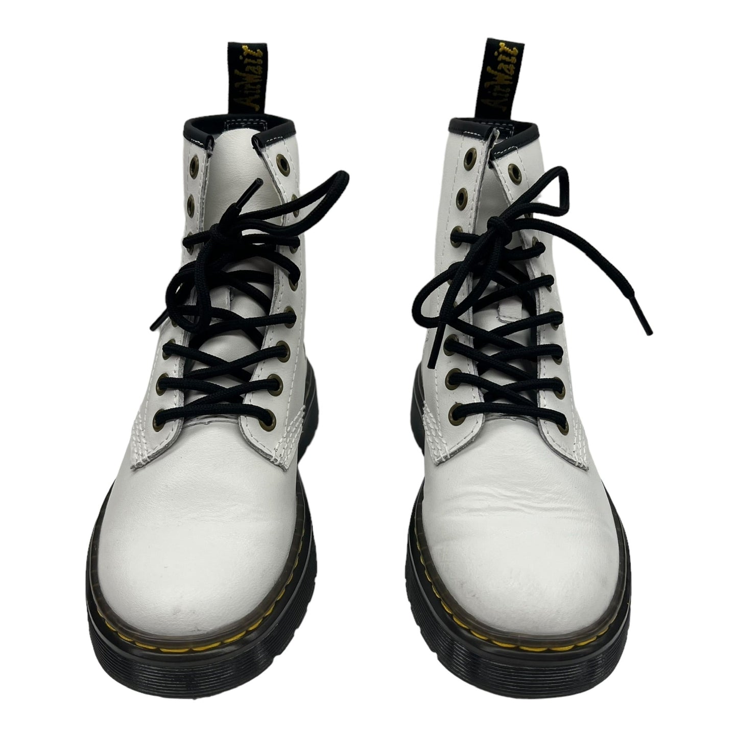 WHITE BOOTS ANKLE FLATS by DR MARTENS Size:5