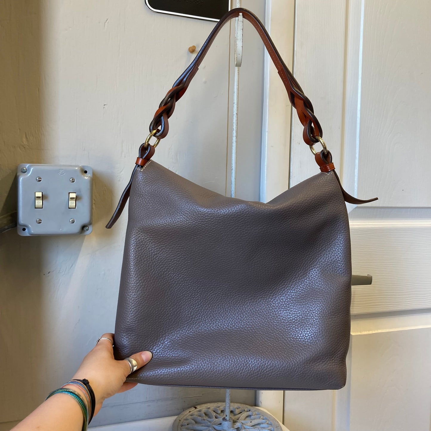 Handbag Designer By Dooney And Bourke In Taupe, Size:Large