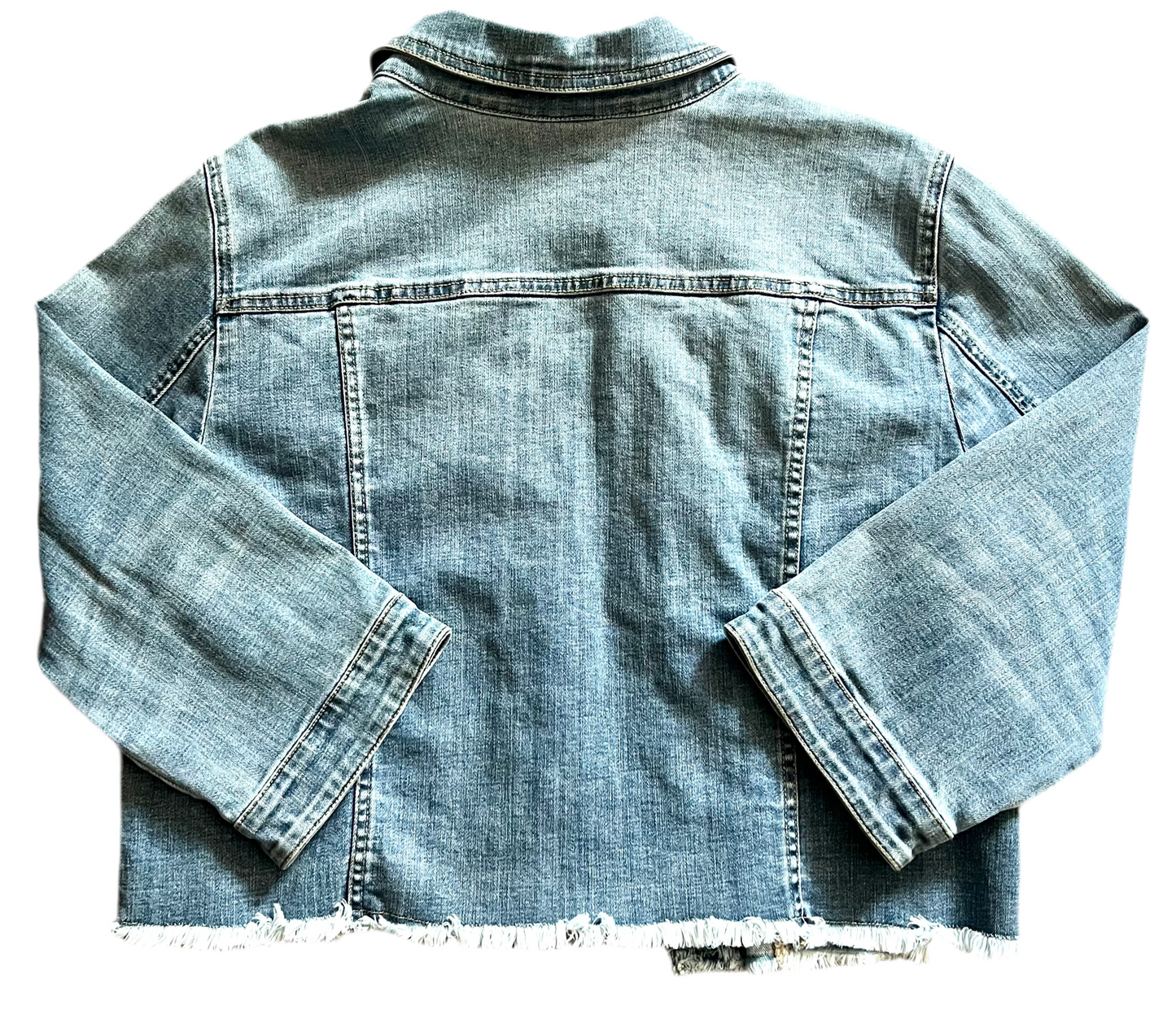 Jacket Denim By Chicos In Blue Denim, Size: Xl