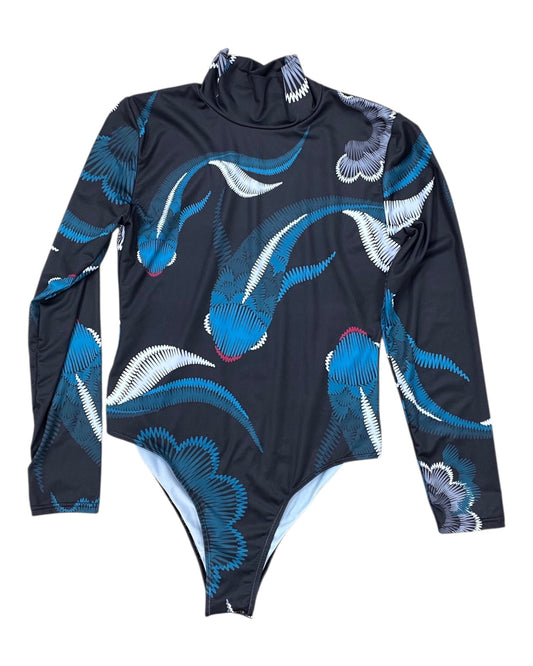 Bodysuit By Clothes Mentor In Black & Blue, Size:Xl