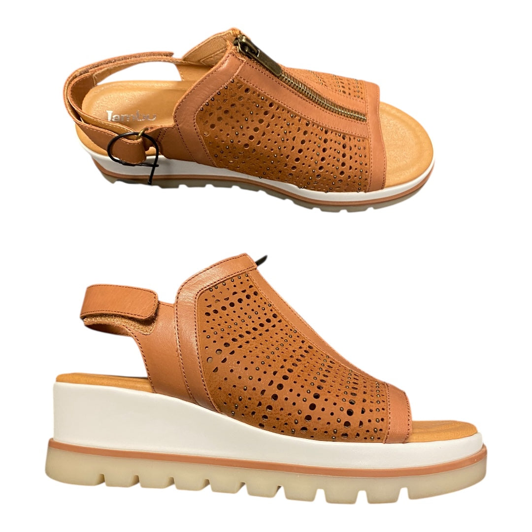 Sandals Heels Block By Jambu In Brown, Size:7.5