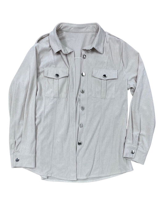 Blouse Ls By Clothes Mentor In Tan, Size:L