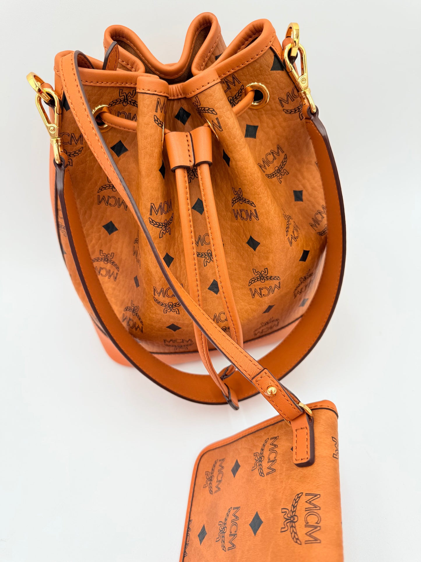 Handbag Luxury Designer By Mcm In Brown, Size:Medium