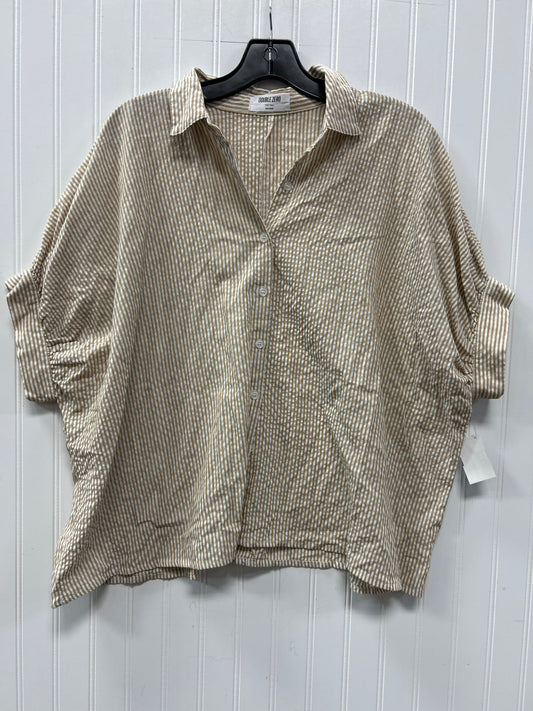 Blouse Ss By Double Zero In Tan & White, Size:S