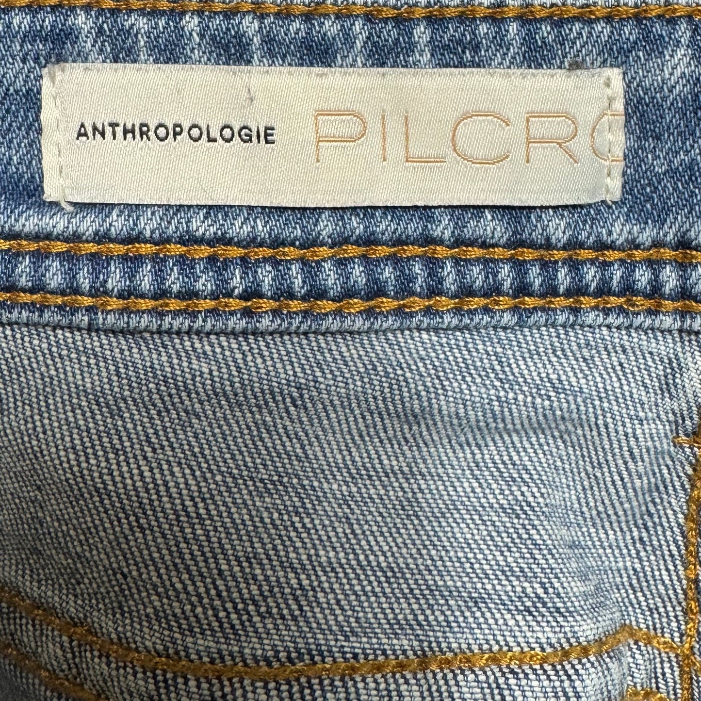 High-Rise Satin-Trimmed Straight Jeans By Pilcro In Blue Denim, Size: 6/28