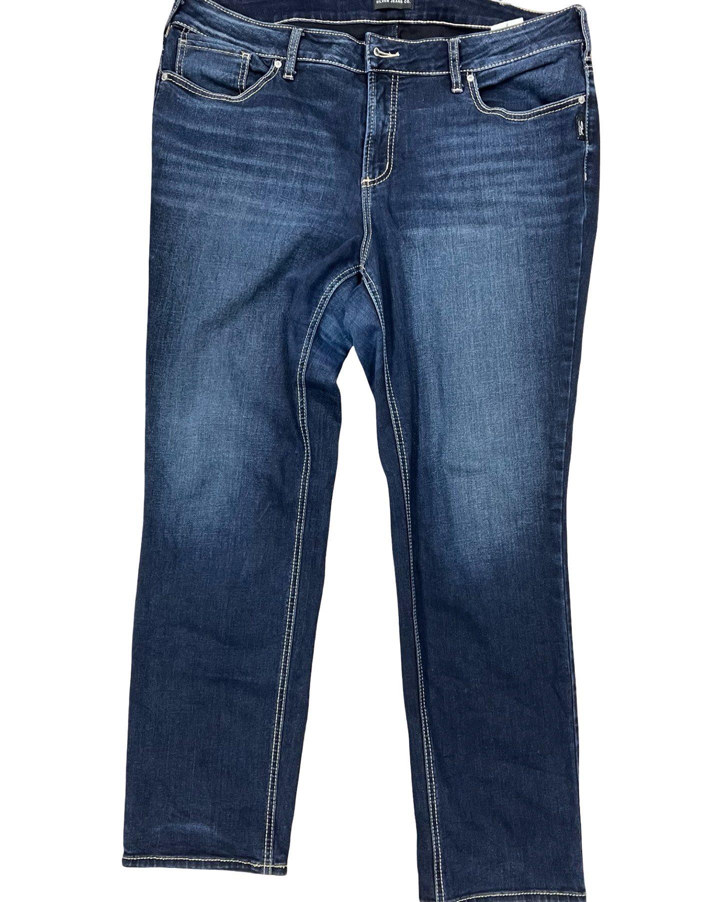 Jeans Straight By Silver In Blue Denim, Size:18