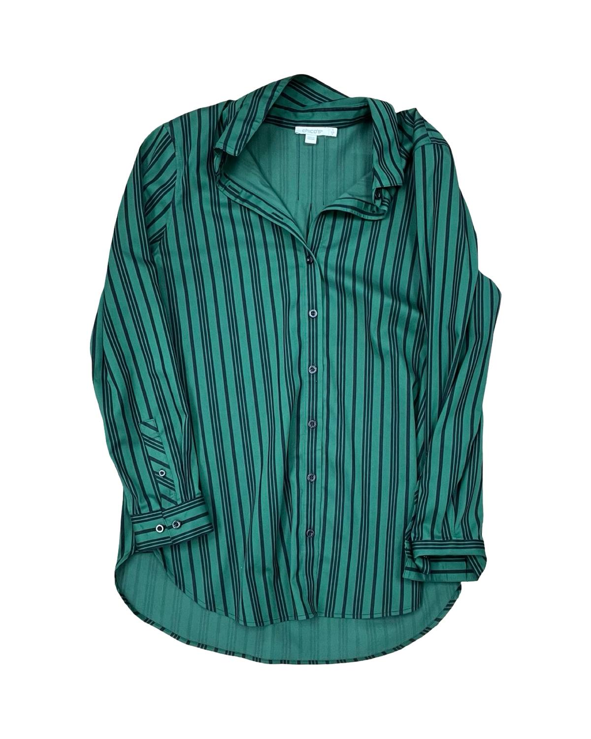 Blouse Ls By Chicos In Blue & Green, Size:M