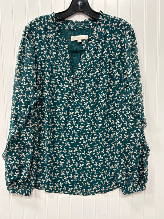 Blouse Ls By Loft In Blue, Size:Xl