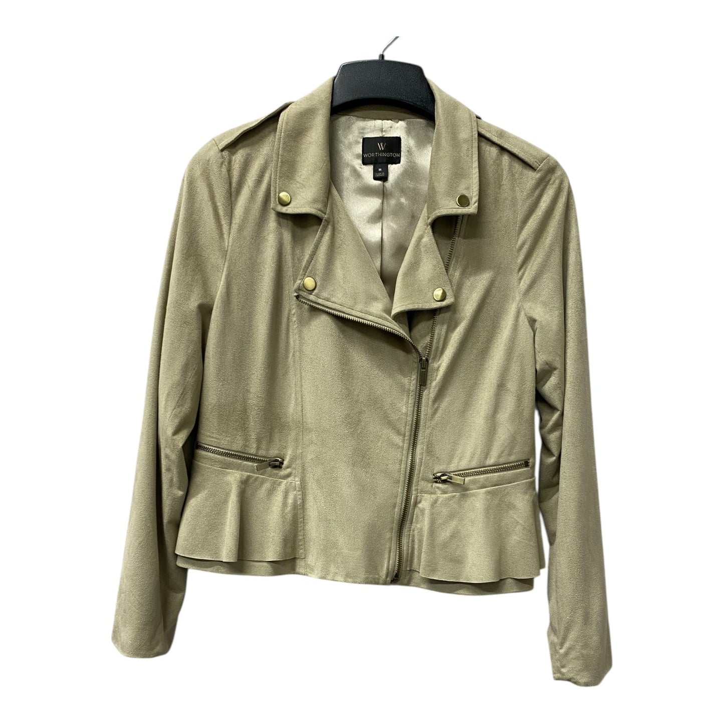 Jacket Moto By Worthington In Tan, Size:M