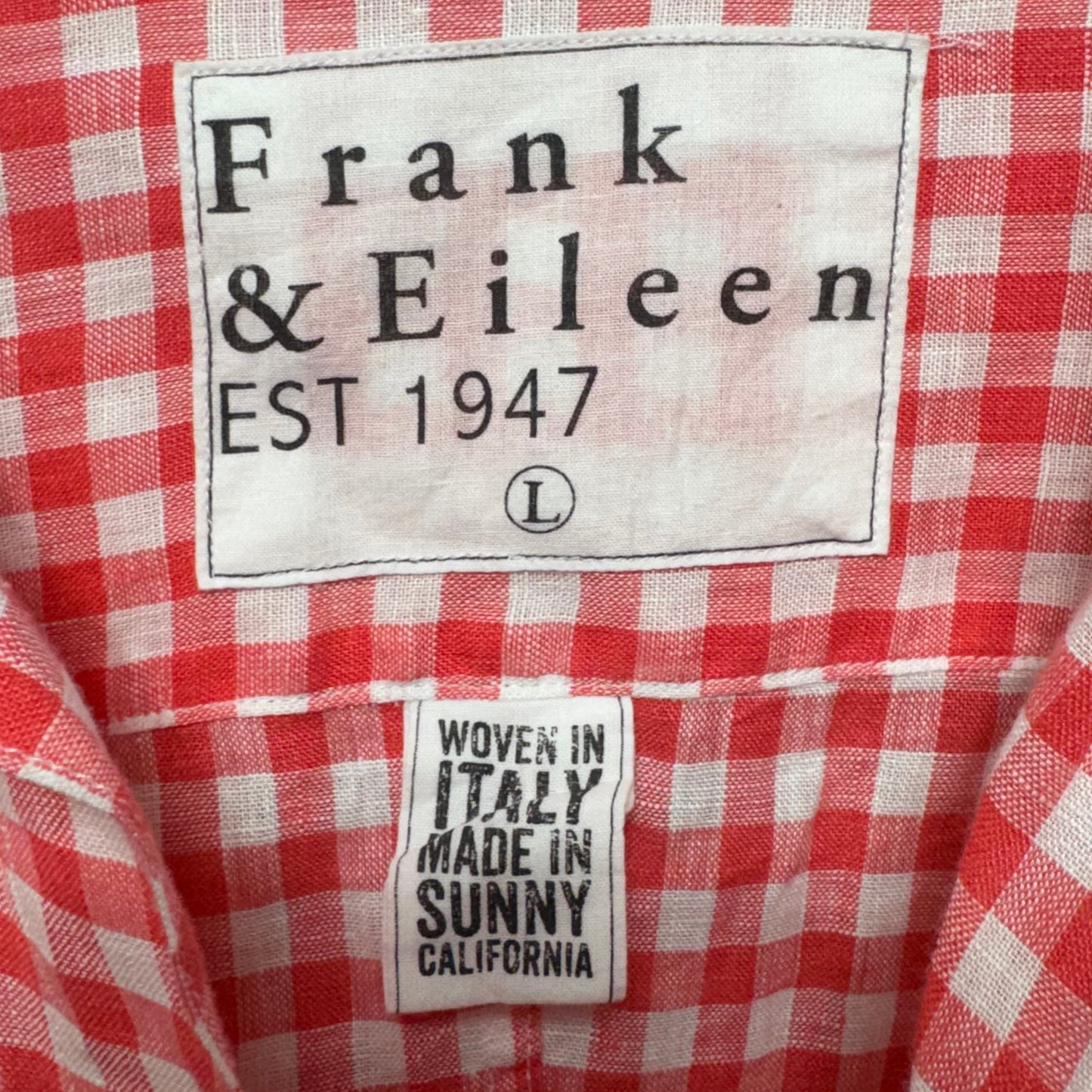 Barry Linen Top Long Sleeve By Frank And Eileen In Checkered Pattern, Size: L