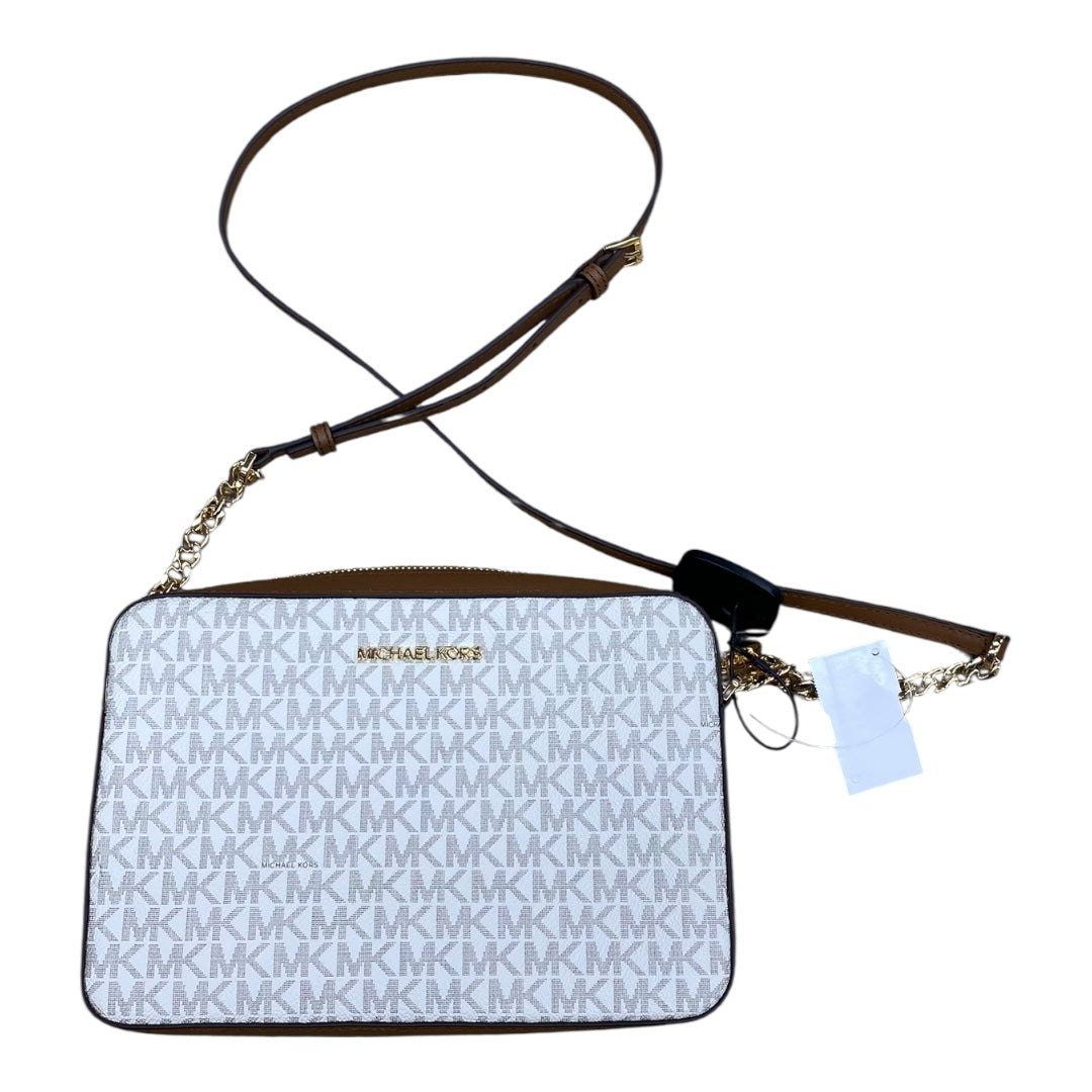 Handbag Designer By Michael Kors In Brown & White, Size:Medium