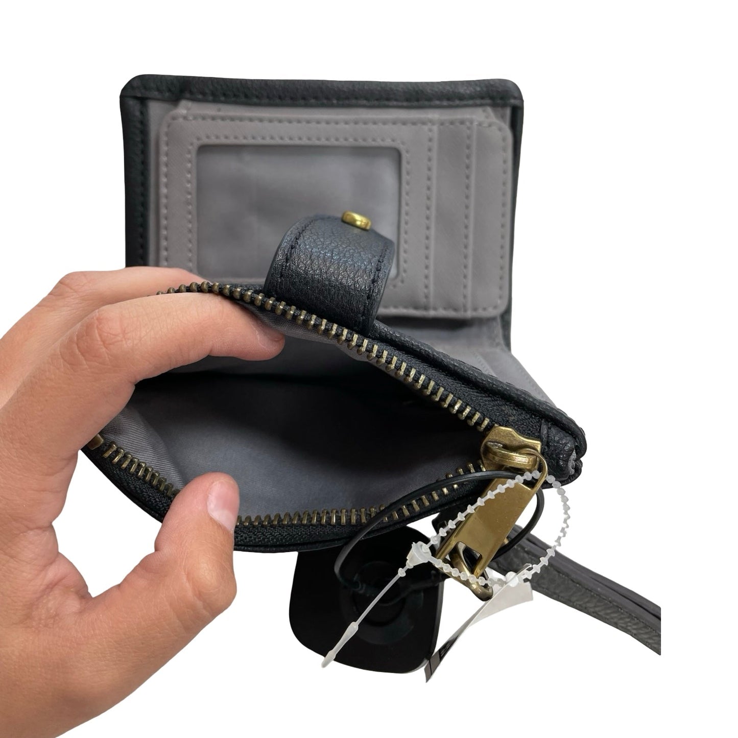 Wallet Leather By Fossil In Black, Size:Small
