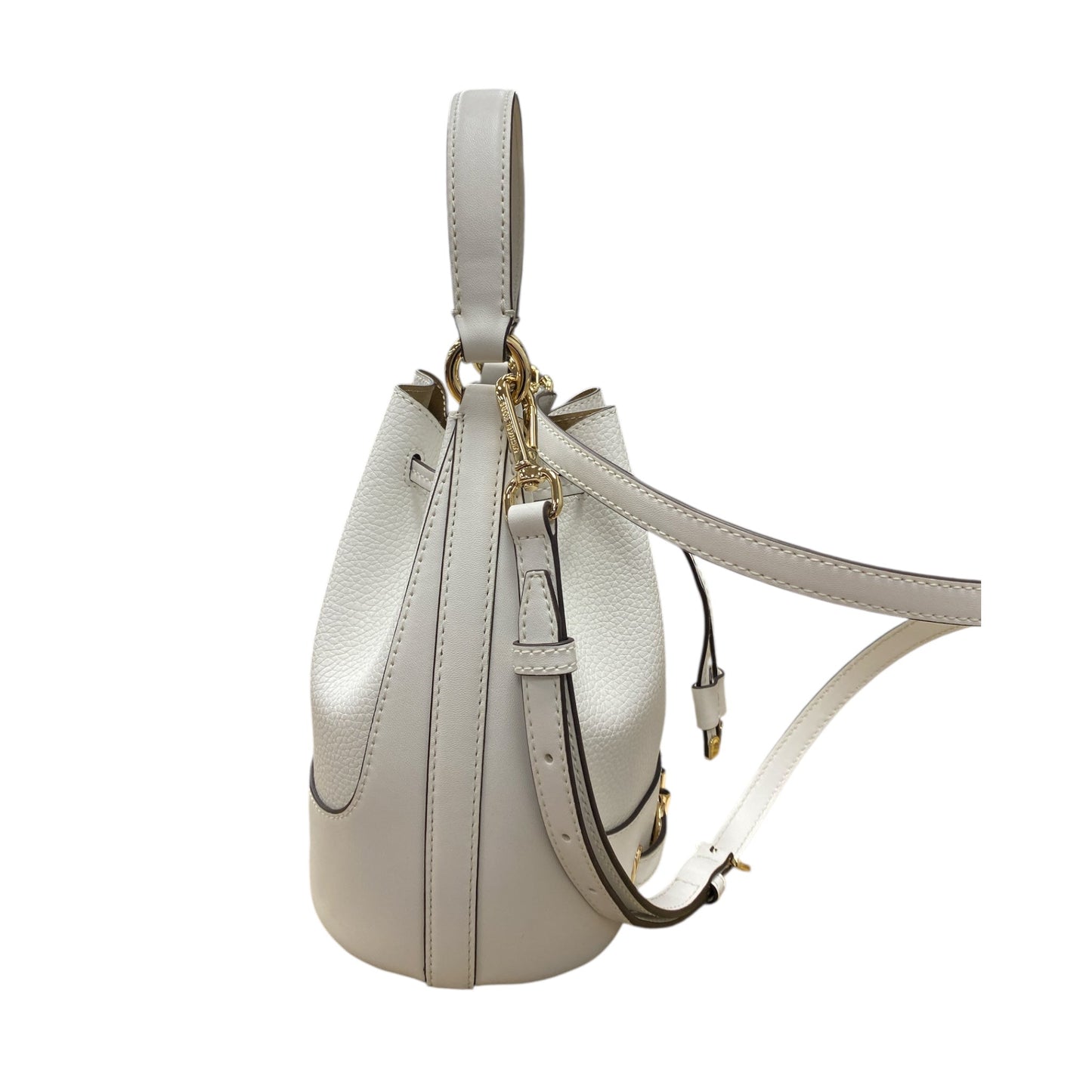 Handbag Designer By Michael Kors In Gold & White, Size:Medium