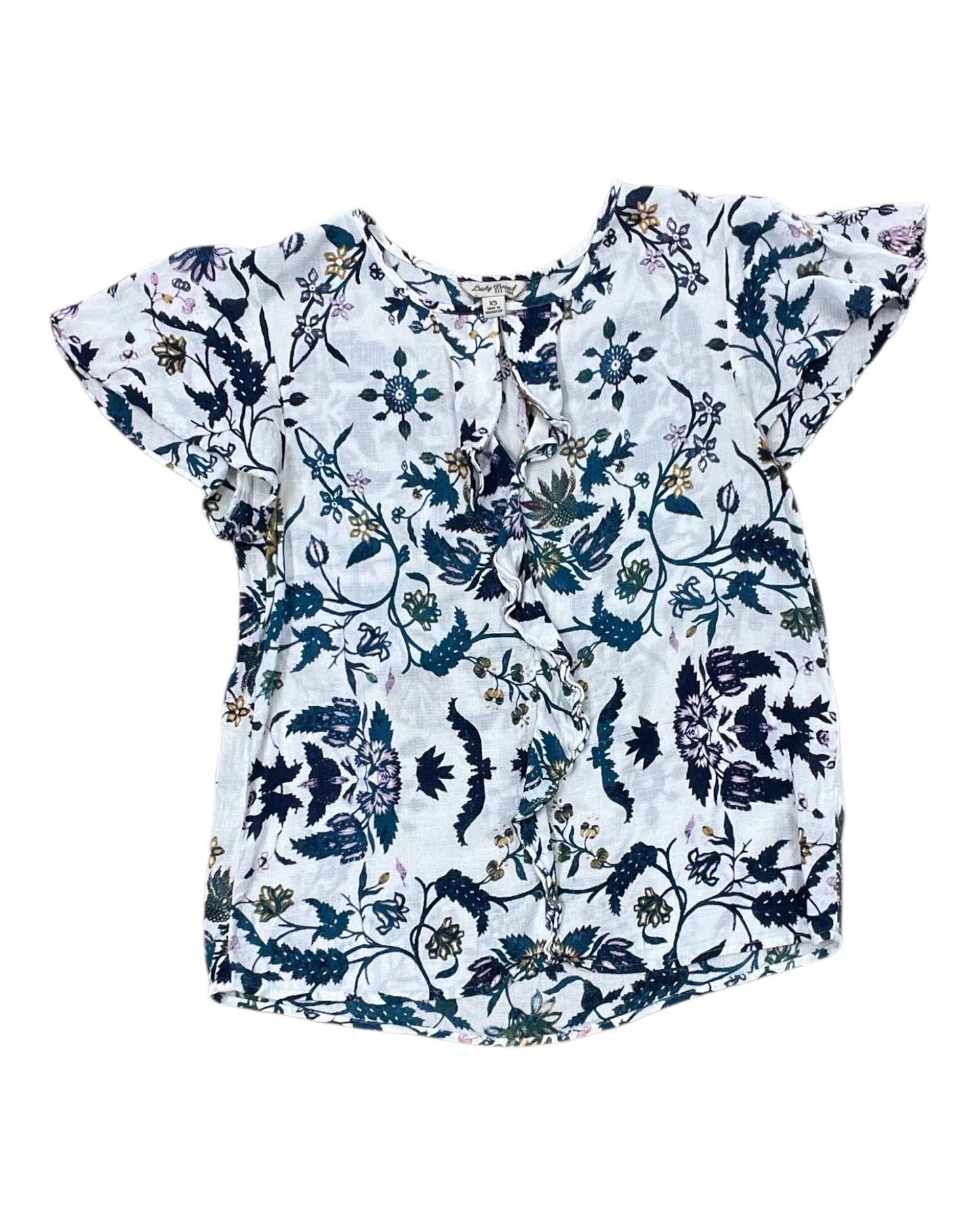 Top Ss By Lucky Brand In Floral Print, Size:Xs