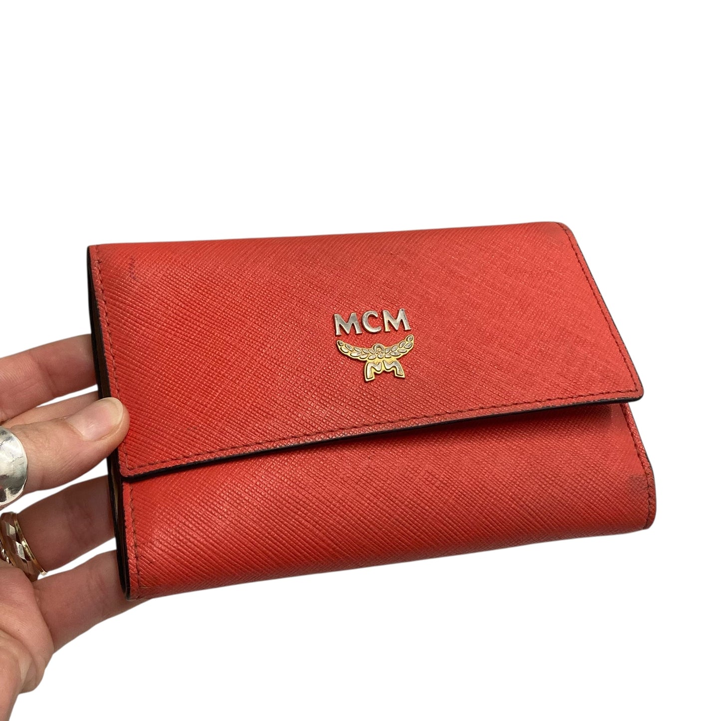 Wallet Luxury Designer By Mcm In Coral, Size:Medium