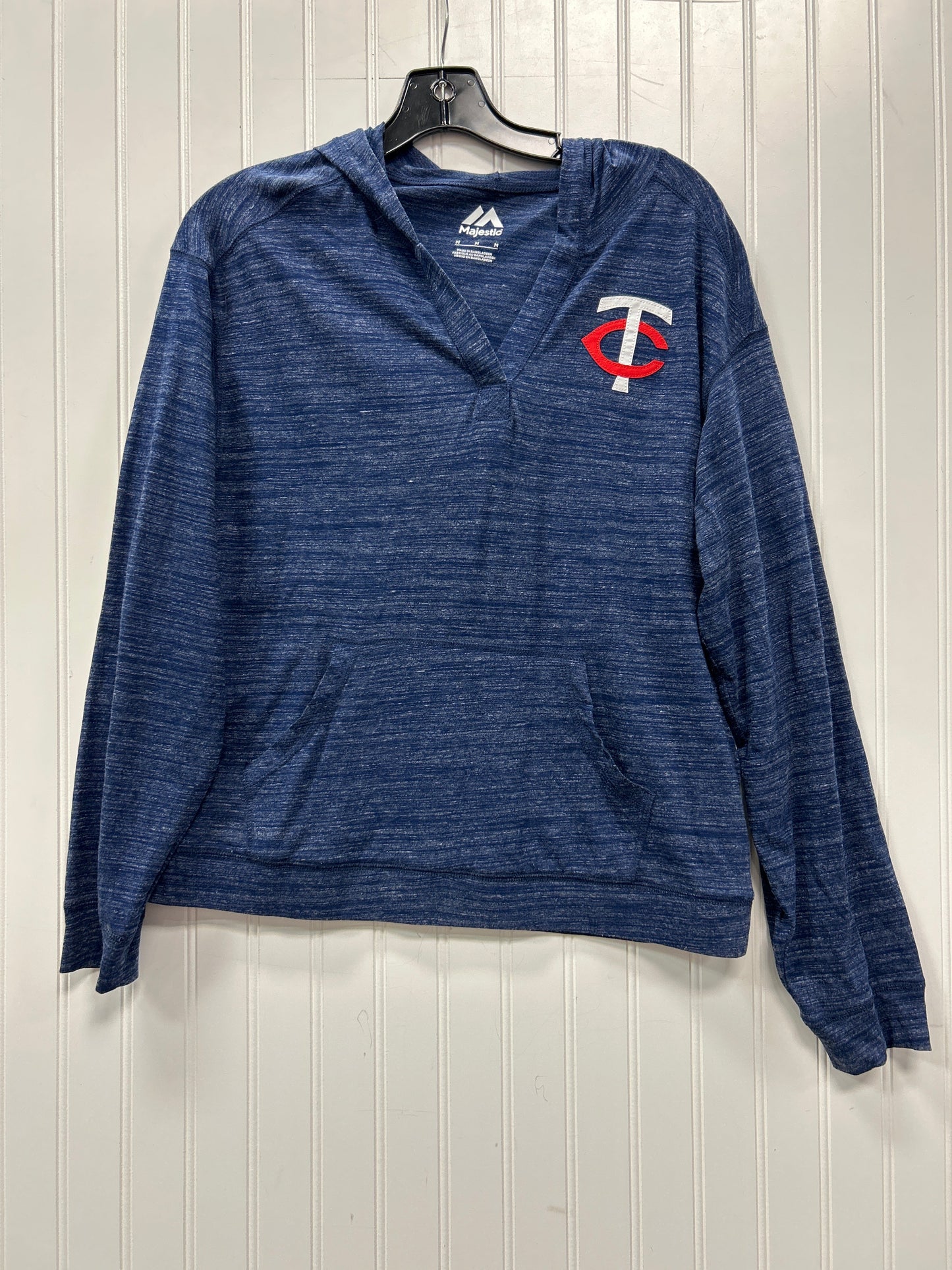 Athletic Top Ls Hoodie By Majestic In Blue, Size:M