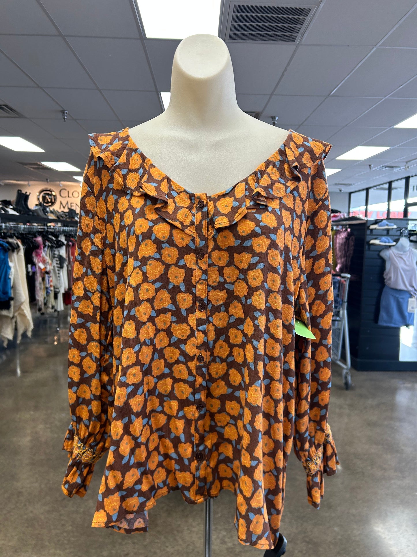 Top Ls By Bobeau In Brown & Orange, Size:L