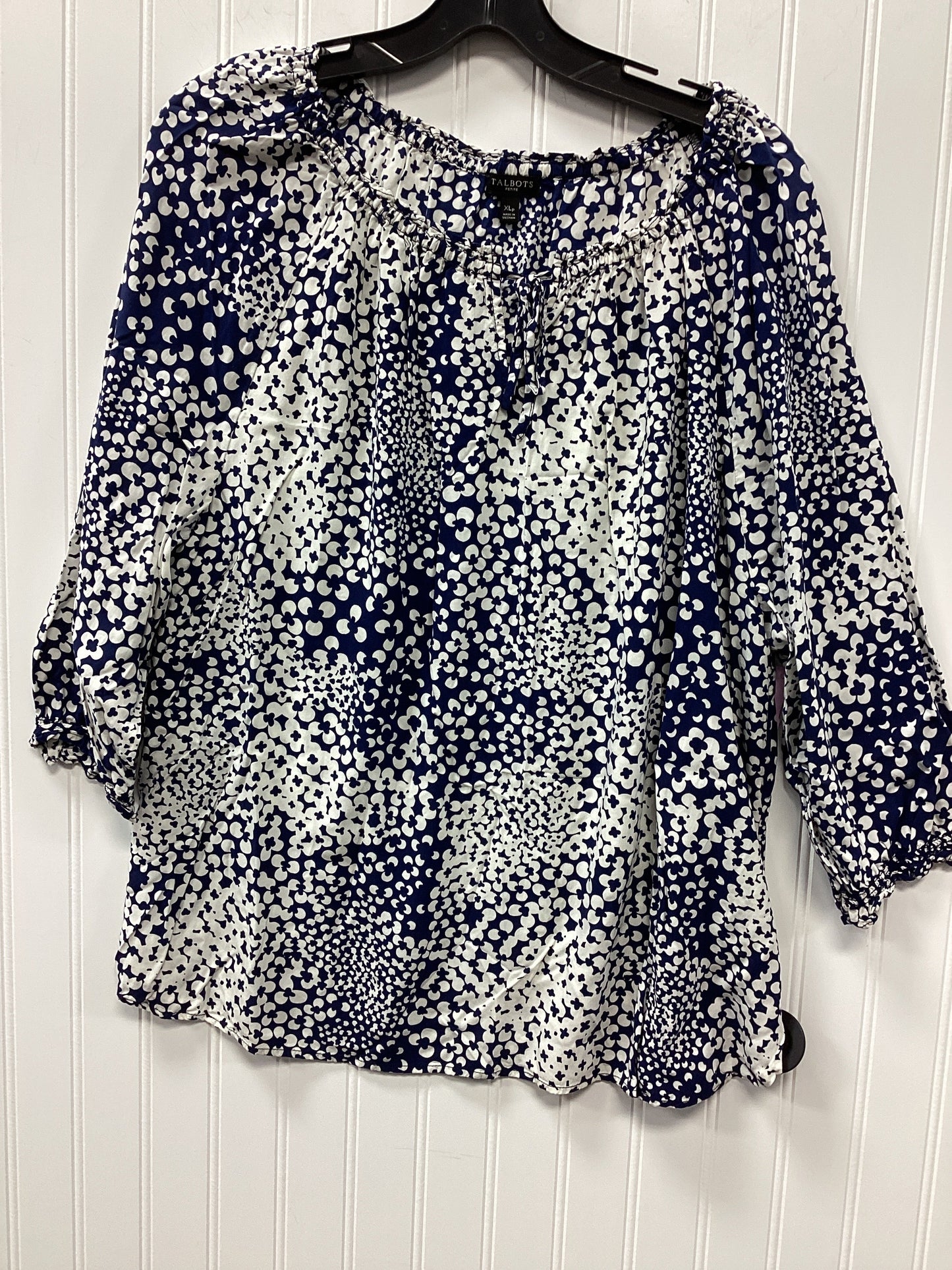 Top Ss By Talbots In Blue & Cream, Size:Xlp