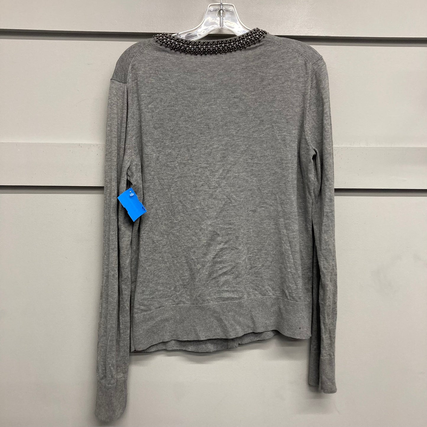 Sweater Cardigan By Ann Taylor In Grey, Size:L