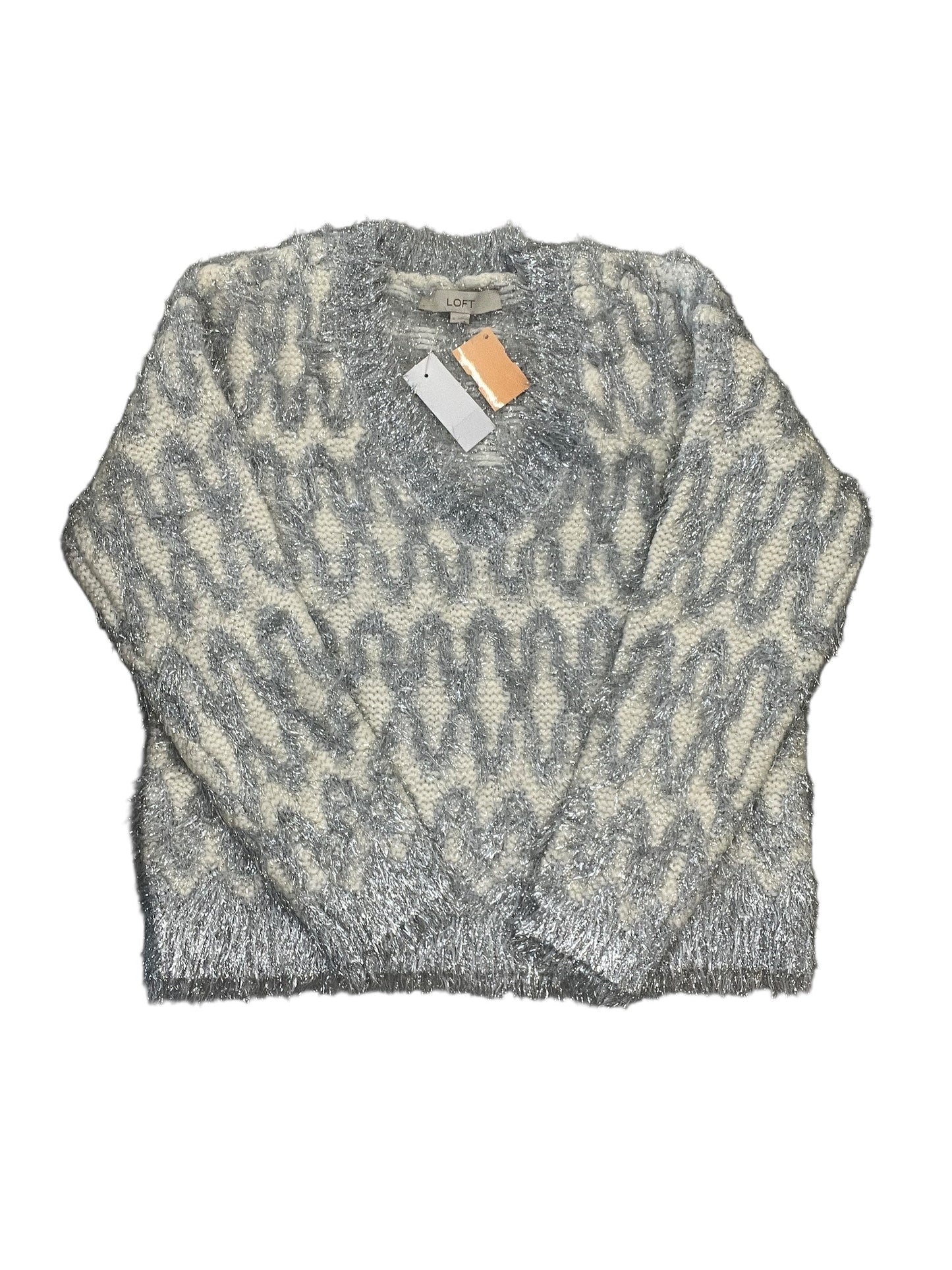 Sweater By Loft In Silver & White, Size:S